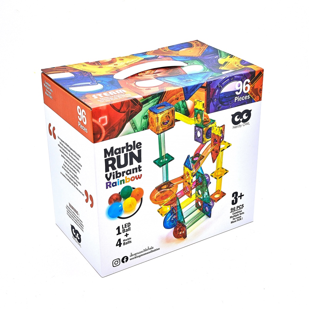 Marble Runs Vibrant Rainbow 96 Pieces ของเล่นชุดตัวต่อแม่เหล็กรางลูกแก้ว 96 ชิ้น รูปที่ 2
