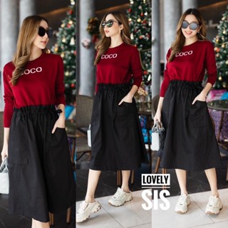 🌈🌿🌸🌺🌼❤️🧡🇰🇷 Knit COCO Long Sleeve Patch Plain Skirt Dress