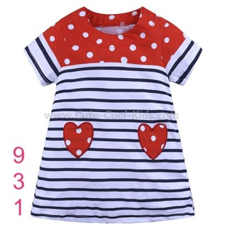 TSG-931 เสื้อยืดเด็กผู้หญิงสีแดง ลายหัวใจแดง Size-120 (5-6Y)