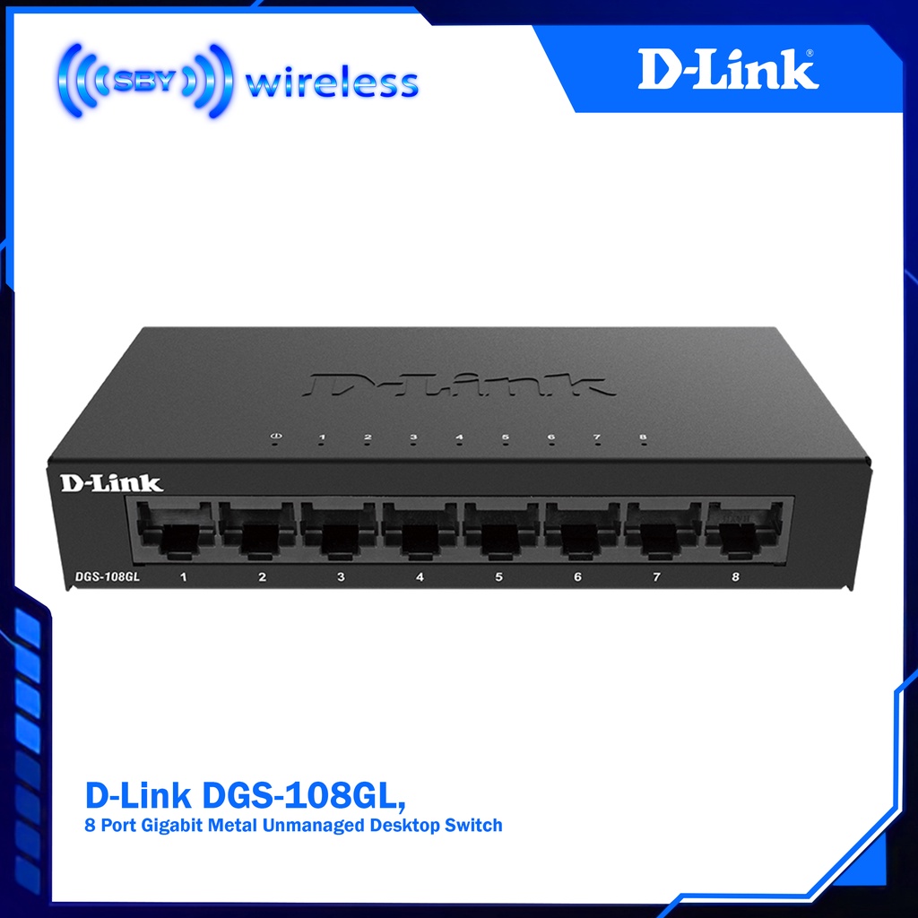 D-Link DGS-108GL, 8 พอร์ต Gigabit Metal Unmanaged Desktop Switch DLink DGS108GL