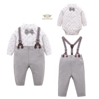 Cute Baby suit สูท ชุดไปงานเด็กเล็ก สูทเด็กอ่อน สูทเด็กเล็ก บอดี้สูท+กางเกงมีสายเอี้ยม สวมใส่ง่าย ขนาด 80, 86 (ประมาณ...