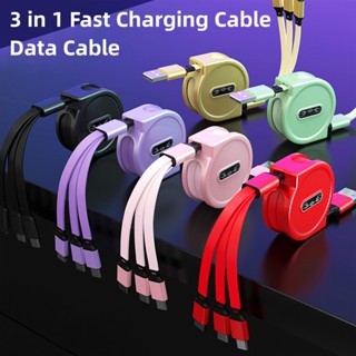 3 IN 1 สายชาร์จเร็ว สายเคเบิลข้อมูล สําหรับ Micro Type C USB สายชาร์จ สําหรับ Huawei Xiaomi Samsung สายเคเบิลข้อมูล