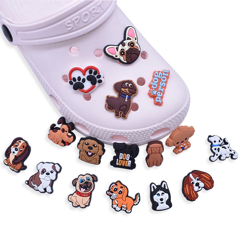 French Bulldog Jibitz croccs Shih Tzu Paw Jibits Charm Pin น่ารัก Pomeranian Dalmatian สุนัข Jibbits Crocks สําหรับผู้หญิงรองเท้า Acessies รองเท้า Charms Pins ตกแต่ง
