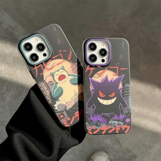 เคสแข็ง สำหรับ ไอโฟน iPhone 14 Pro Max iPhone 13 Pro Max iPhone 12 Pro Max iPhone 11 Cartoon โปเกมอน Pokemon Snorlax &amp; เจงการ์ Gengar น้ำส้มสายชู Hard Case