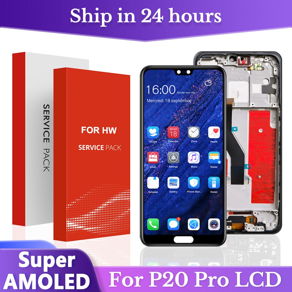 Super AMOLED สําหรับ Huawei P20 Pro LCD Touch Screen Digitizer Assembly CLT-L09 CLT-L29 CLT-AL01 เปล