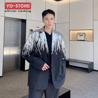 【Tide Likered】ชุดสูท ผ้ากํามะหยี่ ปักลายเลื่อม ทรงหลวม แฟชั่นสไตล์เกาหลี สําหรับผู้ชาย