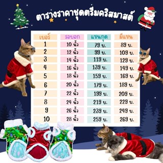 ชุดคริสต์มาส ชุดซานต้า  Christmas เสื้อผ้าสุนัข เสื้อหมา เสื้อแมว ซานต้าหมา ซานต้าแมว