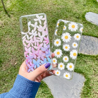 มีสีสัน กลีบดอก ทานตะวัน เคส Samsung Galaxy S22 Ultra S21 FE  S20 S21 S22 Plus + S20FE S21Ultra S20Ultra Note20 Ultra A53 A52 A52S Case โปร่งใส ซิลิกาเจล นุ่ม ซัมซุง เคส