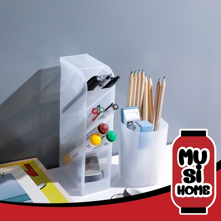 【ฺMUSI.HOME ราคาถูก】กล่องใส่ปากกา ชั้นวางดินสอ คอนโดปากกา กล่องเครื่องเขียน4ชั้น ชั้นวางปากกา กล่องเครื่องสำอาง P33