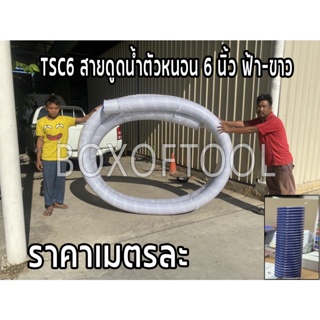 TSC6 สายดูดน้ำตัวหนอน 6 นิ้ว ฟ้า-ขาว ทักแชทร้านก่อนกดสั่งซื้อ