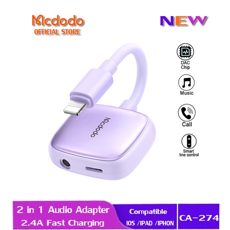 Mcdodo อะแดปเตอร์ไมโครโฟนเกมมิ่ง รองรับการโทร Dc3.5 มม. สําหรับ iP 14 Pro Max 13 12 11 Xr 8 7 CA-274