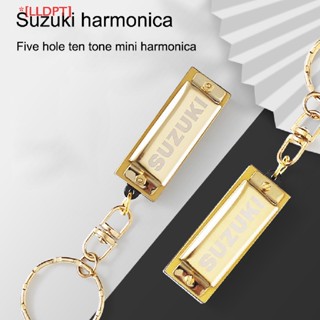 [LLDPT] New Harmonica Mini 5 Holes 10 Tone Harmonica Keychain Golden Instruments Gift NEW