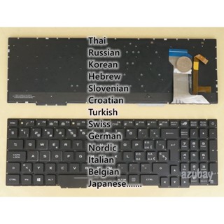 ตุรกีเยอรมันสวิส Nordic อิตาเลี่ยนเบลเยี่ยมญี่ปุ่นคีย์บอร์ดสำหรับ ASUS ROG Strix GL553VD GL553VE GL753VD GL753VE, RGB Ba