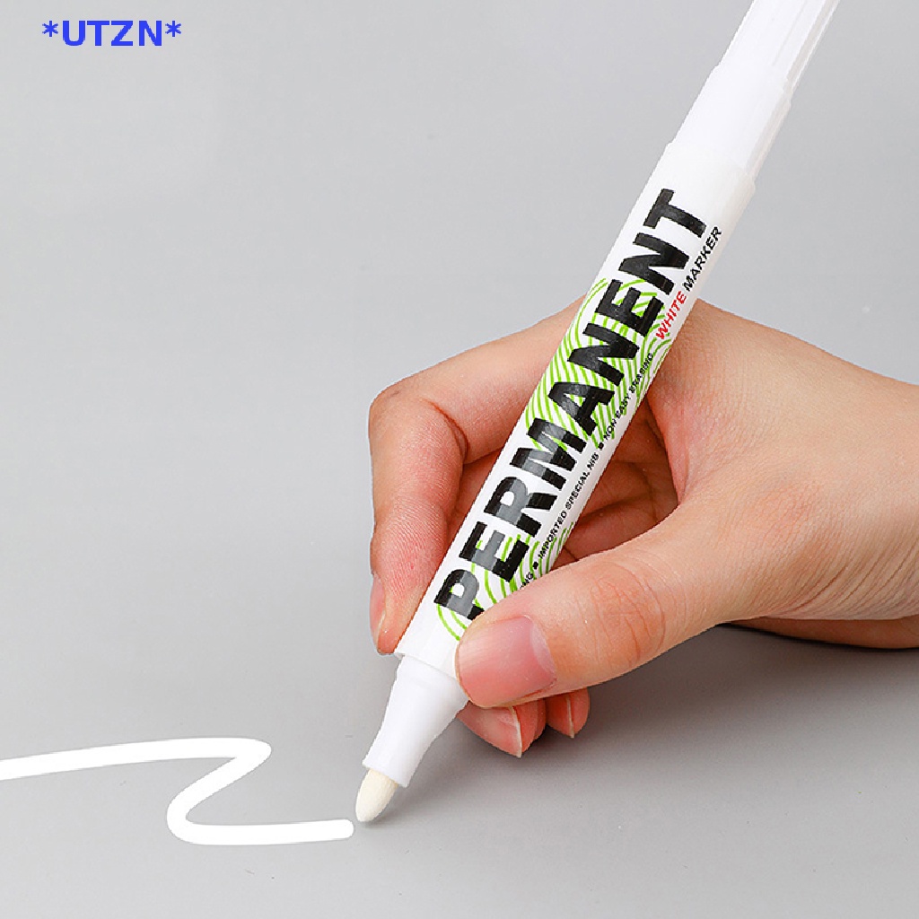 UTZN> 1 PC White Marker Pen Oily Waterproof Plastic Gel Pen for Wrig Drawing White DIY Album Graffiti Pen Stationery for Notebook new