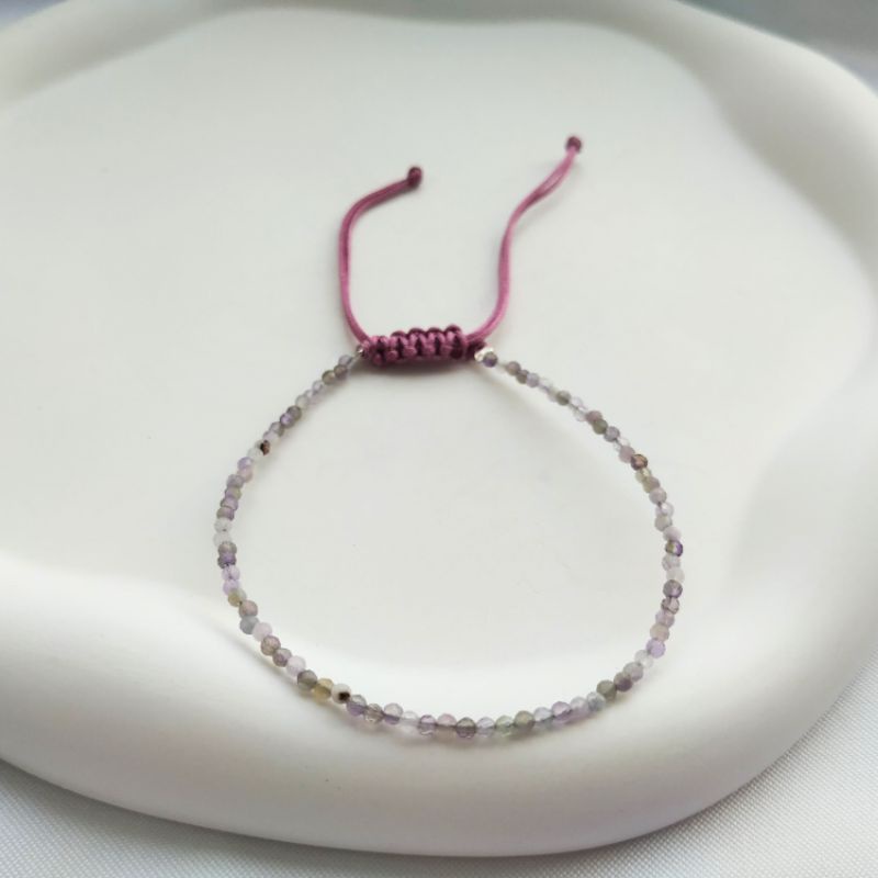 Amethyst- อเมทิสต์ หินเจียร 2 มิล สร้อยข้อมือ สร้อยข้อมือหินมงคล หินนำโชค อเมทิสต์หินแห่งการบำบัด สีม่วงอ่อน