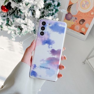 ท้องฟ้าสีครามและเมฆสีขาว เคส Samsung Galaxy S22 Ultra S21 FE  S20 S21 S22 Plus + S20FE S21Ultra S20Ultra Note20 Ultra A53 A52 A52S Case โปร่งใส ซิลิกาเจล นุ่ม ซัมซุง เคส