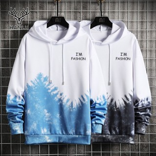 HANLU ผู้ชาย Hoodie แฟชั่น Gradient Tide ยี่ห้อหลวมเสื้อกันหนาวคู่สไตล์ Plus Fleece เสื้อสเวตเตอร์คลุมด้วยผ้านักเรียน