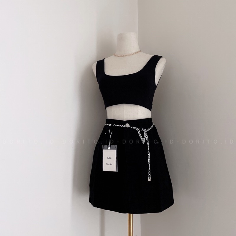 JOYFIT KS131 ผู้หญิง DENIM TROUSERS SKIRTS ฟรีเข็มขัดโซ่ / นําเข้า BANGKOK กางเกงยีนส์ผู้หญิง SKORT