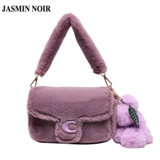 Jasmin NOIR กระเป๋าสะพายไหล่ กระเป๋าถือ ประดับขนเฟอร์ สําหรับสตรี