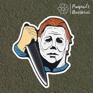 ʕ •ᴥ•ʔ ✿ พร้อมส่ง : เข็มกลัดลายไมเคิล เมเยอร์ ฆาตกรถือมีด | Michael Myers - Assassin Hold Knife Enamel Brooch Pin.