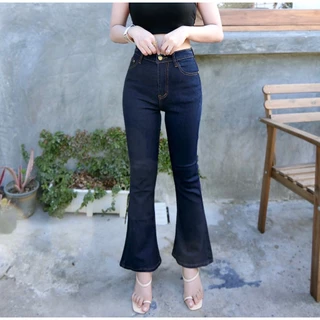 Cc jeans 235 กางเกงยีนส์ผู้หญิง ทรงขาม้าเล็ก เอวสูง สีเข้ม