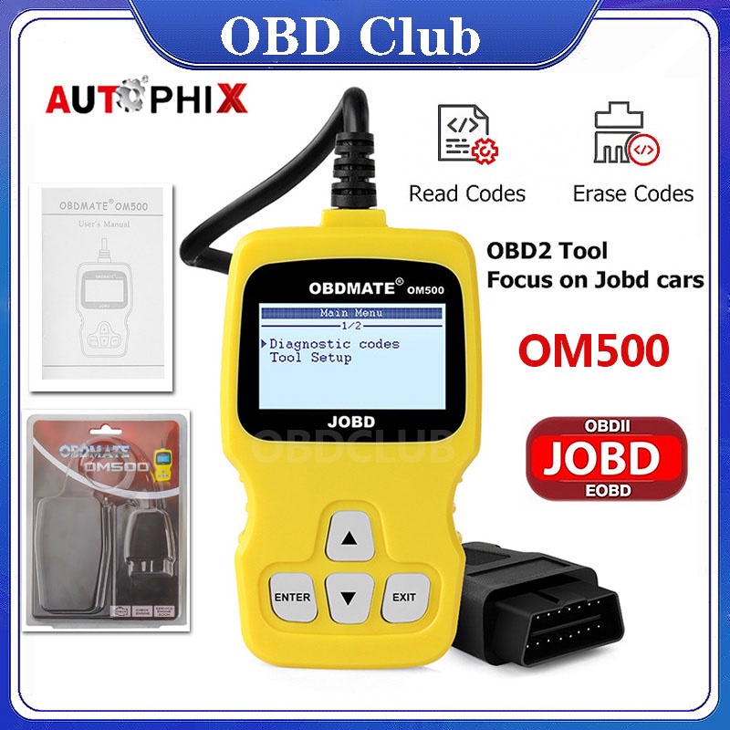 Autophix เครื่องสแกนเนอร์อ่านโค้ดเครื่องยนต์ OM500 OBD2 OM500 JOBD สําหรับ Toyota Nissan Honda