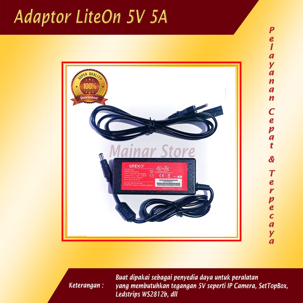 อะแดปเตอร์ LiteOn 5V 5A สําหรับ smartled WS2812b