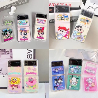 เคสโทรศัพท์มือถือ PC แข็ง แบบใส กันกระแทก ลายการ์ตูนชินจังจอมแก่น สําหรับ Samsung Galaxy Z Flip 3 5G Z Flip 4