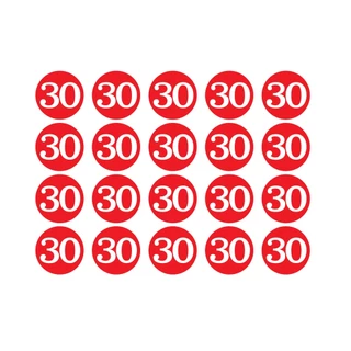 สติ๊กเกอร์ตัวเลข ระบุตัวเลข สติกเกอร์เลข (ตัวเลข20,25,30,35,40) ขนาด 4x4ซม. สีแดงเลขขาว 1แผ่น 20ดวง รหัส [E-061]