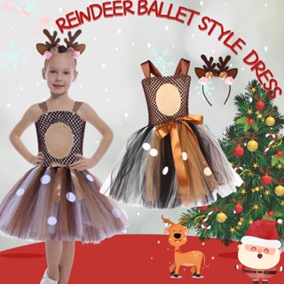 ชุดกวางเรนเดียร์เด็ก Reindeer Ballet Style กระโปรงฟรุ้งฟริ้ง มาพร้อมที่คาดผมเข้าเซ็ต (FANCY236)