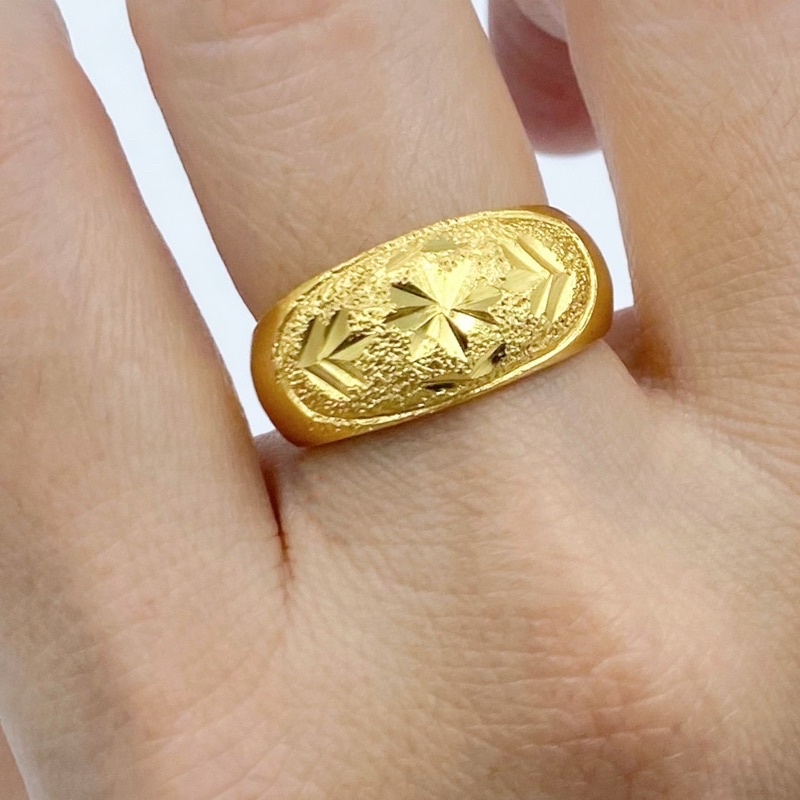 แหวนทองดอกจิกหลังนูน สวยเหมือนจริง น้ำหนัก2สลึง แหวนเคลือบทอง 0358