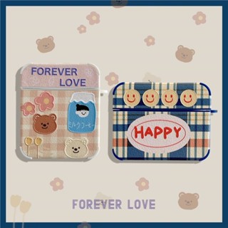 เคสแอร์พอด เคสแอร์พอต 🌃แอร์พอดหนังลาย Forever love / แอร์พอดหนังลายสก๊อต happy