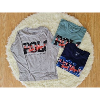 เสื้อยืดเด็กชาย แขนยาว สกรีนลาย POLO ผ้าคอลตอล 3 สี