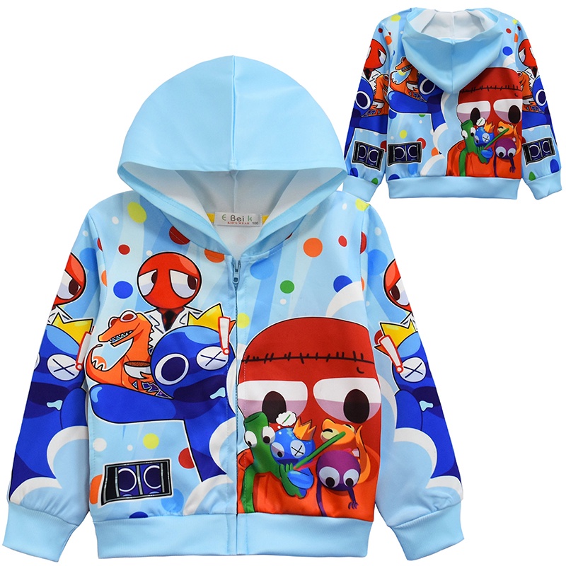 Roblox เสื้อแจ็กเก็ตแขนยาว มีฮู้ด แต่งซิป สีรุ้ง แฟชั่นฤดูใบไม้ผลิ และฤดูใบไม้ร่วง สําหรับเด็กผู้ชาย และเด็กผู้หญิง