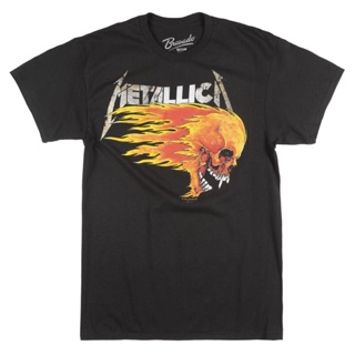 [COD] เสื้อยืดแขนสั้นลําลอง ผ้าฝ้าย 100% พิมพ์ลาย Metallica Pushead Flame Metal Rock Music Album Art พล