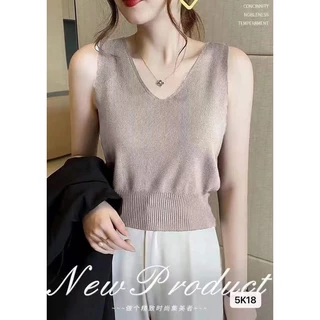เสื้อไหมพรม เสื้อกล้าม เสื้อกั๊ก คอวี ผ้านิ่ม รุ่น5K18