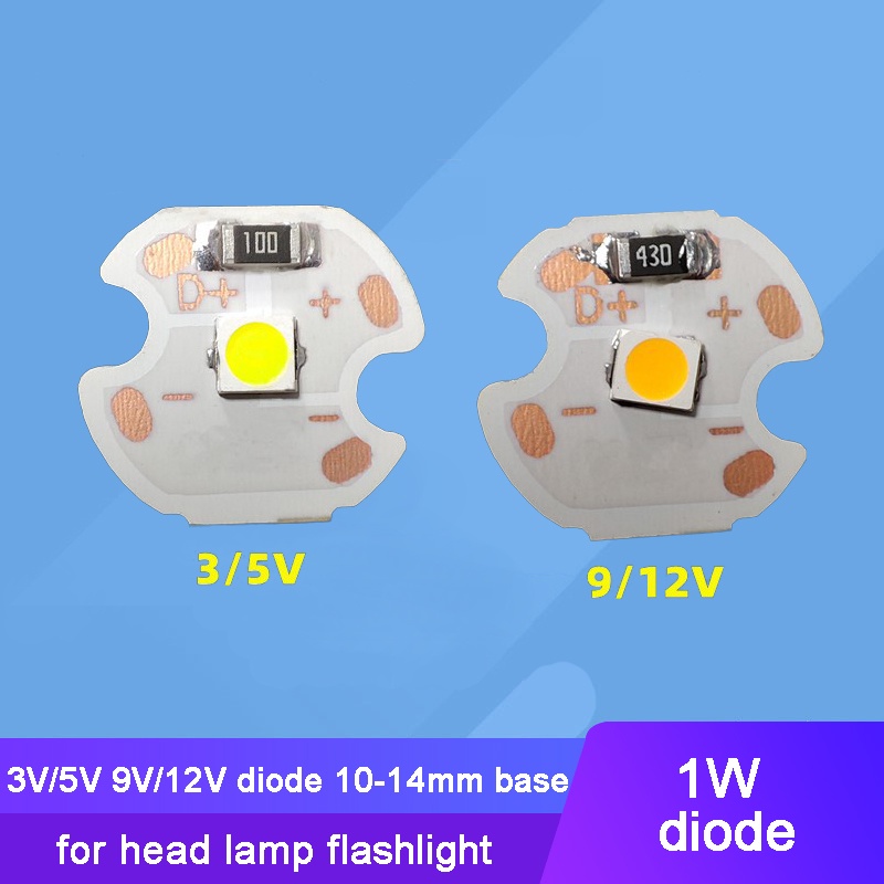หลอดไฟ LED 1W หลายโวลต์ 3V 5V 9V 12V ขาว แดง เขียว น้ําเงิน เหลือง แพ็ค 10 ชิ้น