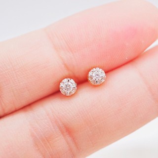 [ 📌พร้อมส่ง ] ต่างหูเพชรแท้ 💎 ทองคำแท้9K (ทอง37.5%) ✨เพชรแท้น้ำ100 เบลเยี่ยมคัต✨ [9KPE1180]