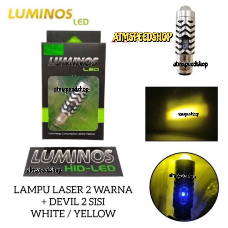 LUMINOS ไฟ LED ด้านหน้ารถจักรยานยนต์ H6 LS2 Laser Hi Low Luminos DC สีขาว Yellow_atmspeedshop