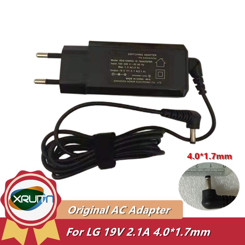 Original 19V 2.1A 40W 4.0*1.7 มม.สลับอะแดปเตอร์ AC สําหรับ LG 4U5315U480 ADS-40MSG-19 แหล่งจ่ายไฟ EU