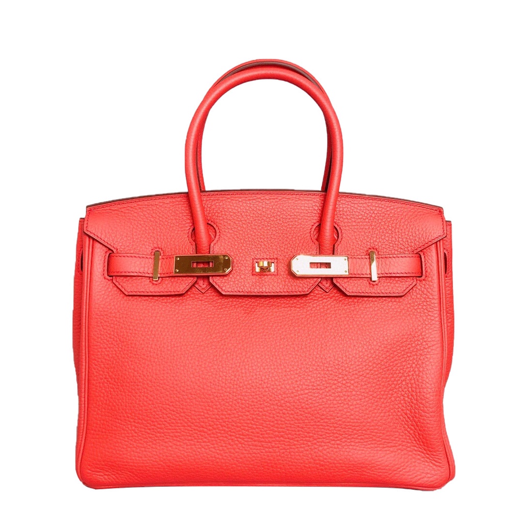 ❀Hermes Hermes Birkin Platinum Bag กระเป๋าถือสตรีสีแดง