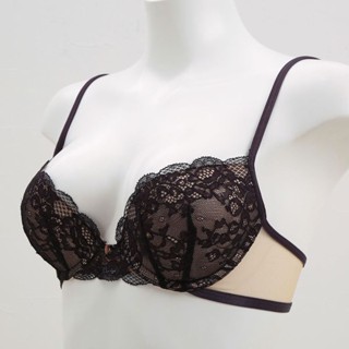 Annebra บราเสริมทรง ตะขอหลัง คอวี มีโครง เสริมฟองน้ำ Push up Mold bra V Neck รุ่น AB1-508 สีชมพูเช้ม,สีม่วงเข้ม