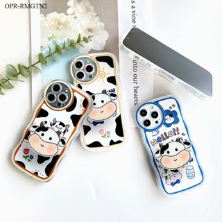 Realme Narzo 50 20 30A 50A 50i Prime GT Neo 3T 2 Pro 5G เคสเรียวมี สำหรับ Cute Cow Wave Bracket เคส เคสโทรศัพท์ เคสมือถือ Full Back Cover Soft Case Protective Shockproof Casing