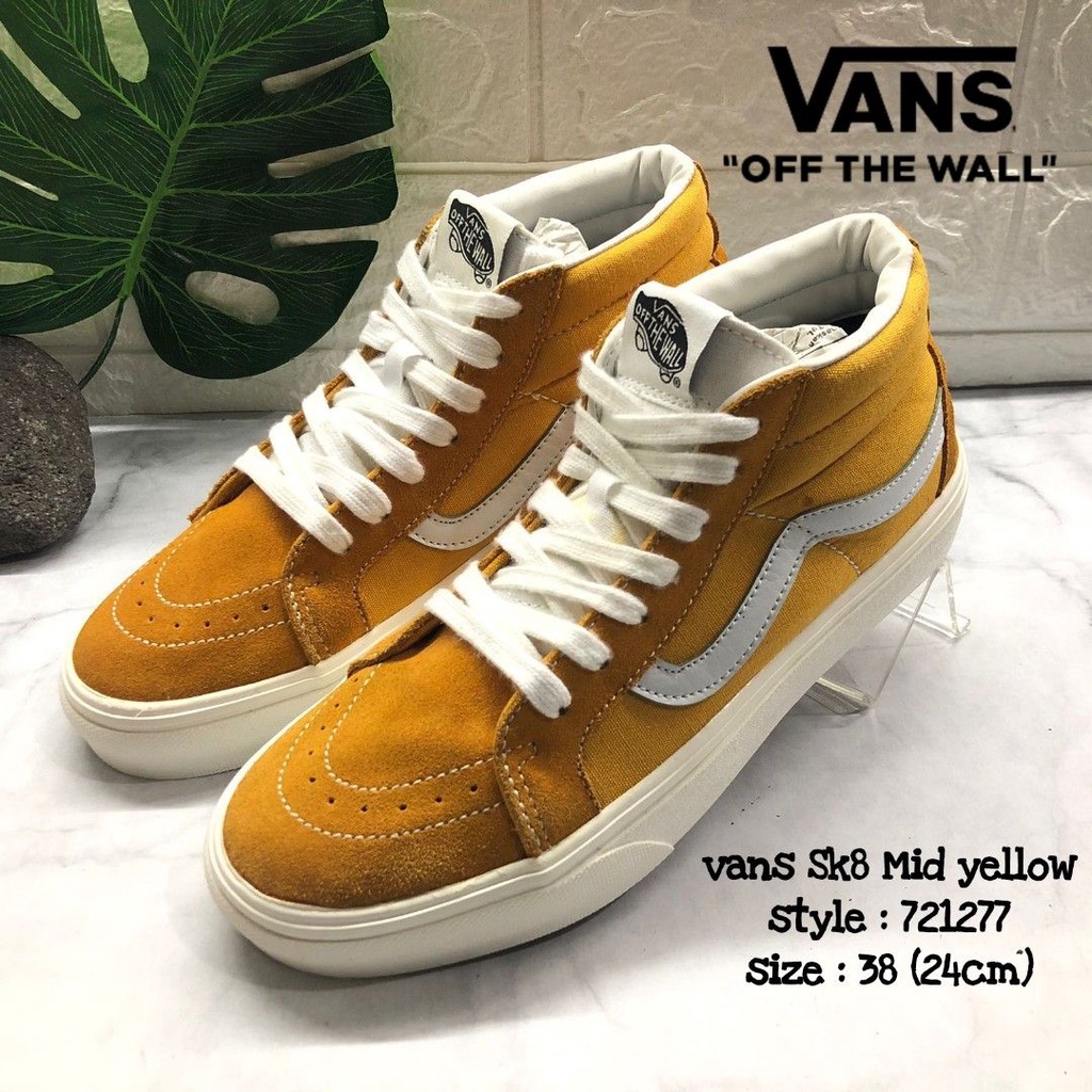 Vans Old Skool Sk8 รองเท้าผ้าใบลําลอง สีเหลือง 721277 ขนาด 38