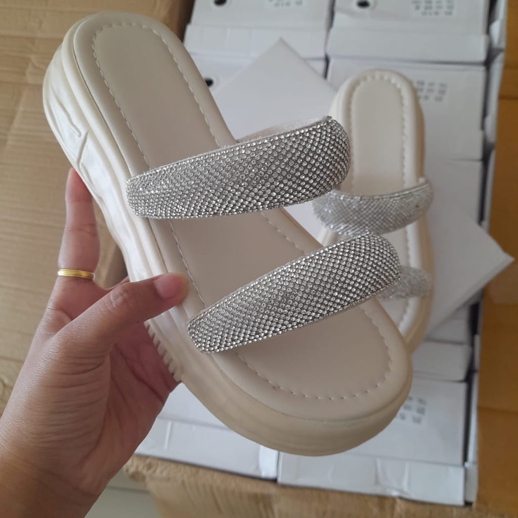 510 นําเข้า Women& 39;s FASHION SANDALS Slop Strap 2 ความหนา สูง 5 ซม. PREMIUM เรียบง่าย หรูหรา