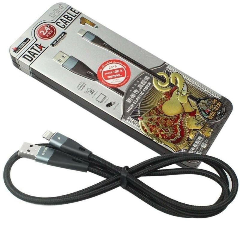 WK wdc-079 ช้าง TPEสายข้อมูลถัก จ่ายไฟ 2.4A USB สำหรับ micro IP type-c บรรจุภัณฑ์กล่องเหล็ก