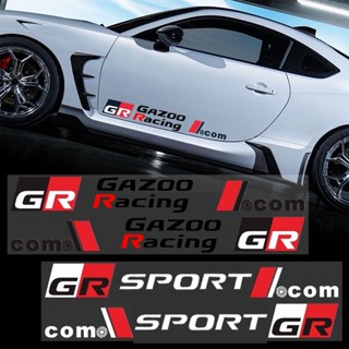 สติกเกอร์ไวนิล GR GAZOO RACING สําหรับติดตกแต่งประตูรถยนต์ Toyota GR Sport VIos Yaris Corolla Cross Veloz Wish Revo CHR Avanza Fortuner Rush Innova raize Calya 2 ชิ้น