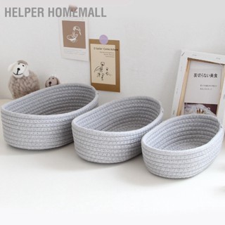 Helper Homemall ตะกร้าผ้าฝ้ายถัก ทรงวงรี สําหรับใส่ขนมขบเคี้ยว 3 ชิ้น