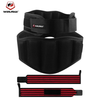 Winmax เข็มขัดยกน้ําหนัก พร้อมสายรัดข้อมือ เข็มขัดออกกําลังก…
