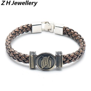 [Z H Jewelry] สร้อยข้อมือหนัง สเตนเลส ทอยักษ์ แฟชั่นสําหรับผู้ชาย เครื่องประดับปาร์ตี้